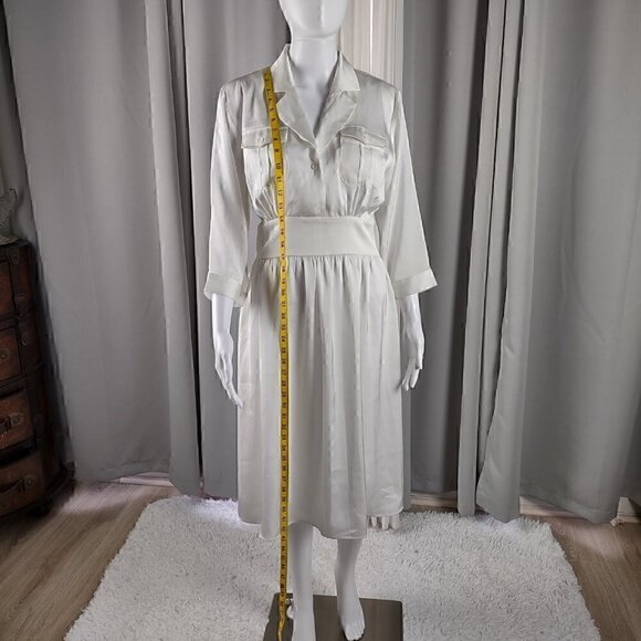 Mary Crafts Women's White A-Line Side Zip Elegant Dress Size 8 (NWT) - Picture 6 of 15